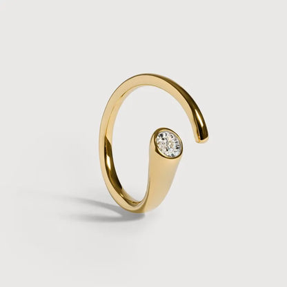 Gold Vermeil Solitaire Diamond Wrap Ring - Lab Grown Diamond