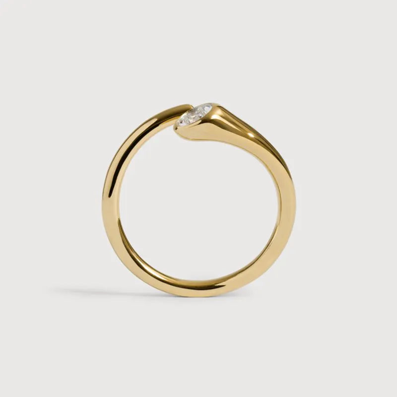 Gold Vermeil Solitaire Diamond Wrap Ring - Lab Grown Diamond