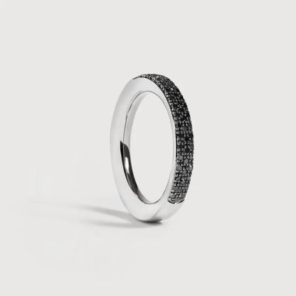 Sterling Silver Fiji Full Diamond Pave Ring - Black Diamond