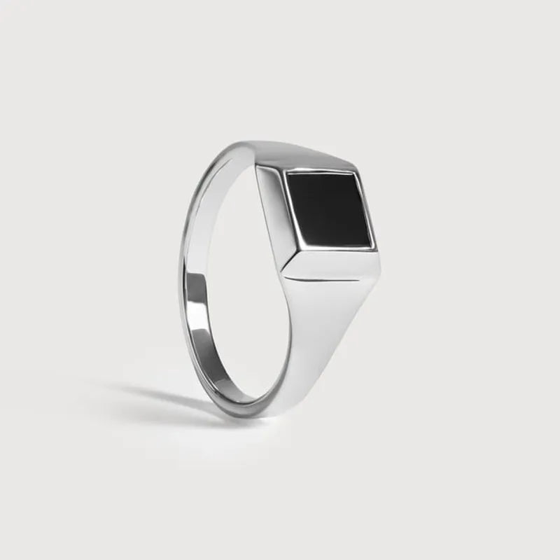 Sterling Silver Signature Signet Ring - Black Onyx