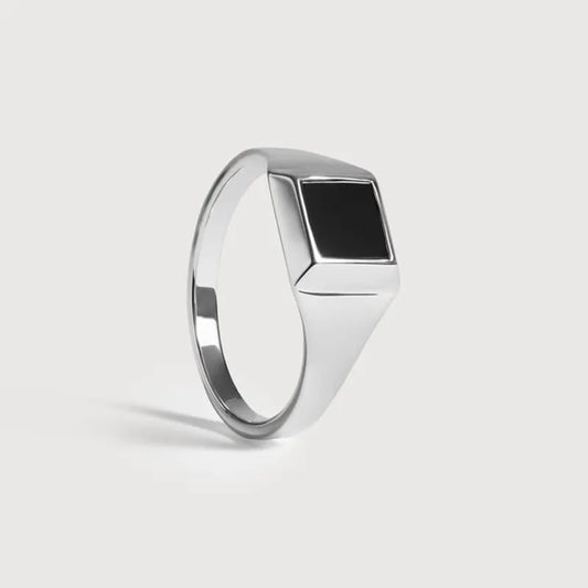Sterling Silver Signature Signet Ring - Black Onyx