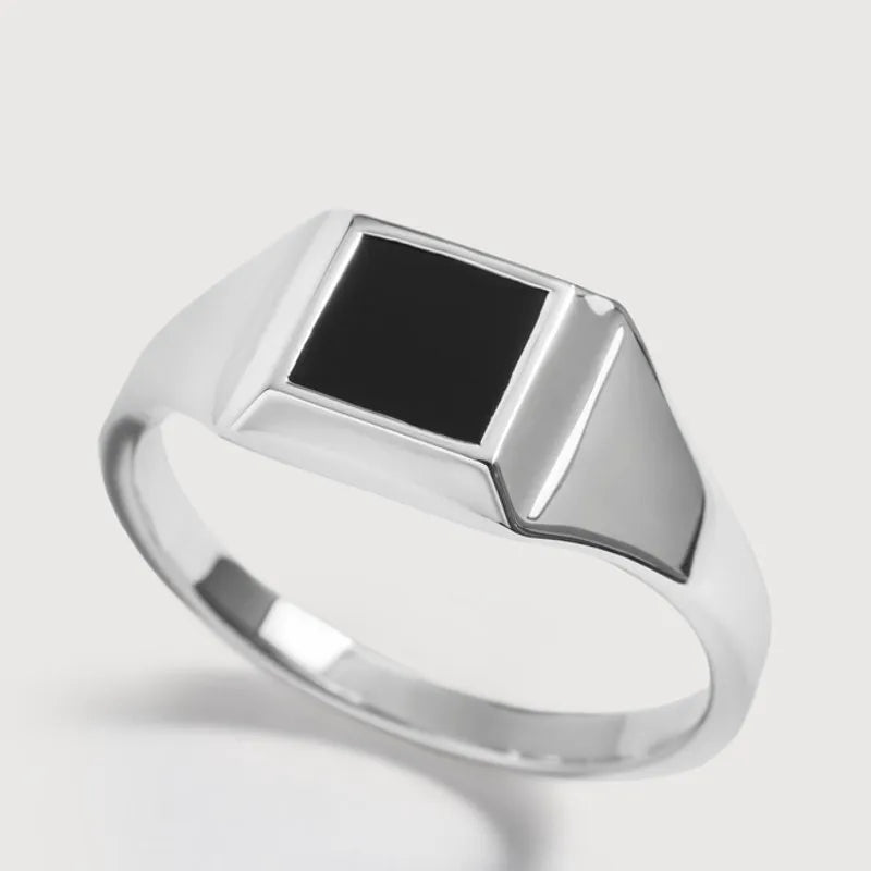 Sterling Silver Signature Signet Ring - Black Onyx