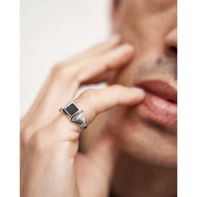 Sterling Silver Signature Signet Ring - Black Onyx