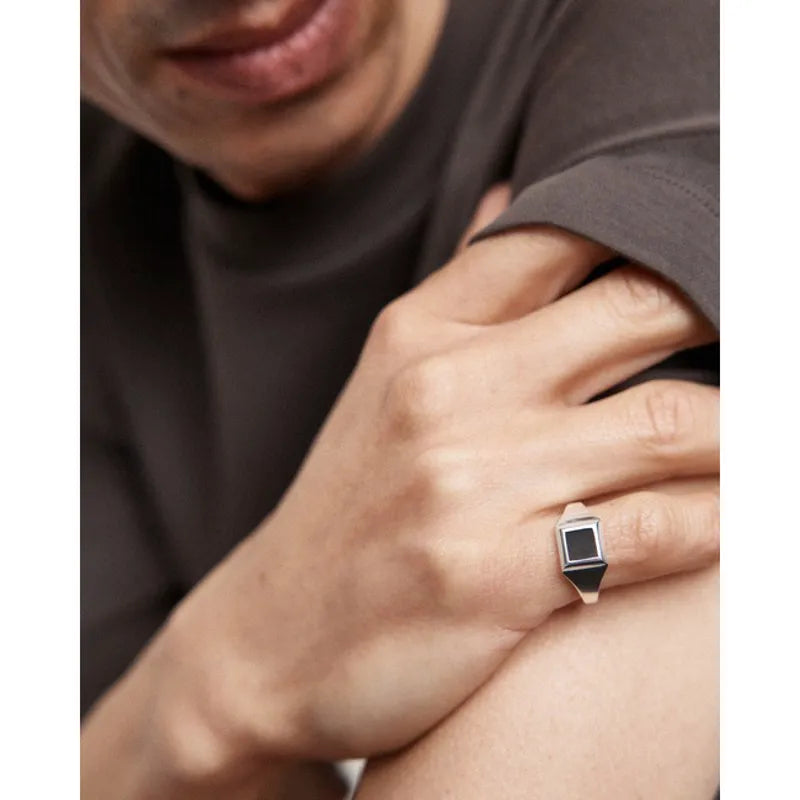 Sterling Silver Signature Signet Ring - Black Onyx