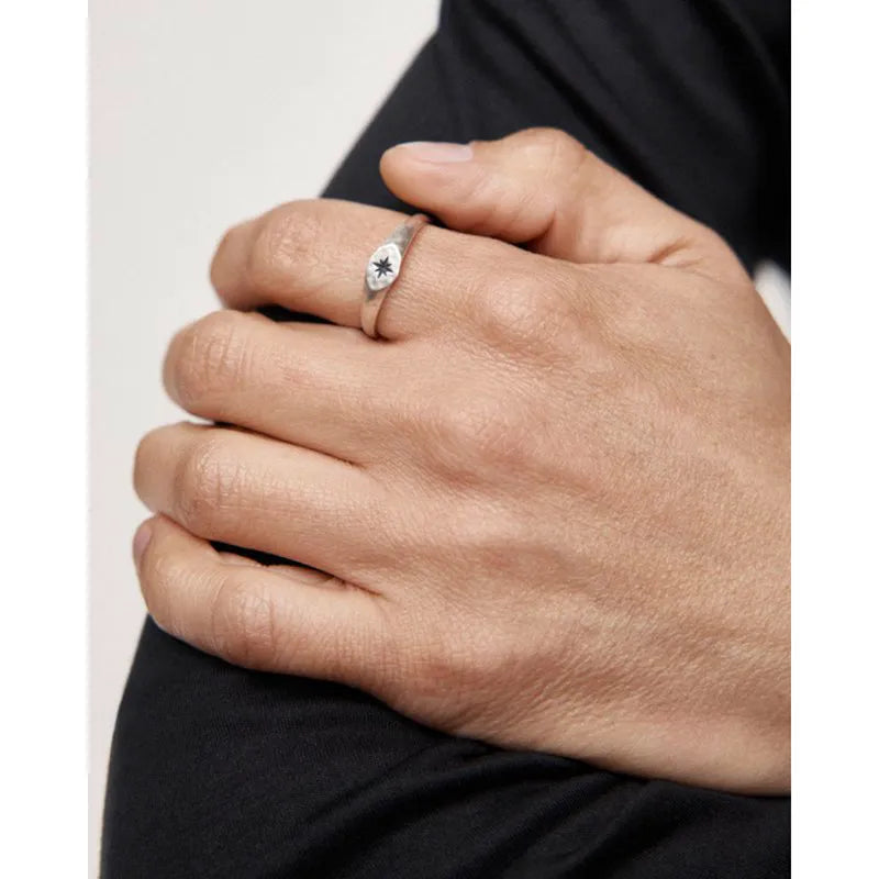 Sterling Silver Guiding Star Signet Ring