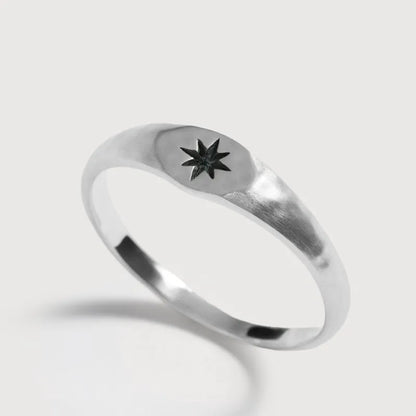 Sterling Silver Guiding Star Signet Ring