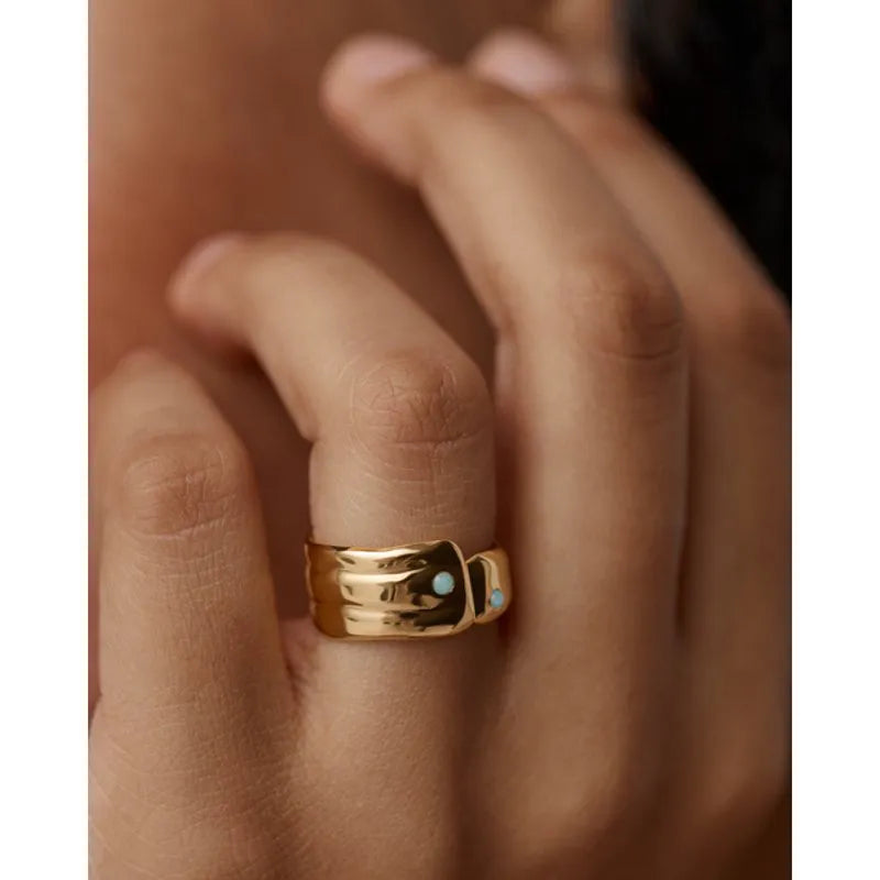 Gold Vermeil Amaia Gemstone Bold Ring - Amazonite