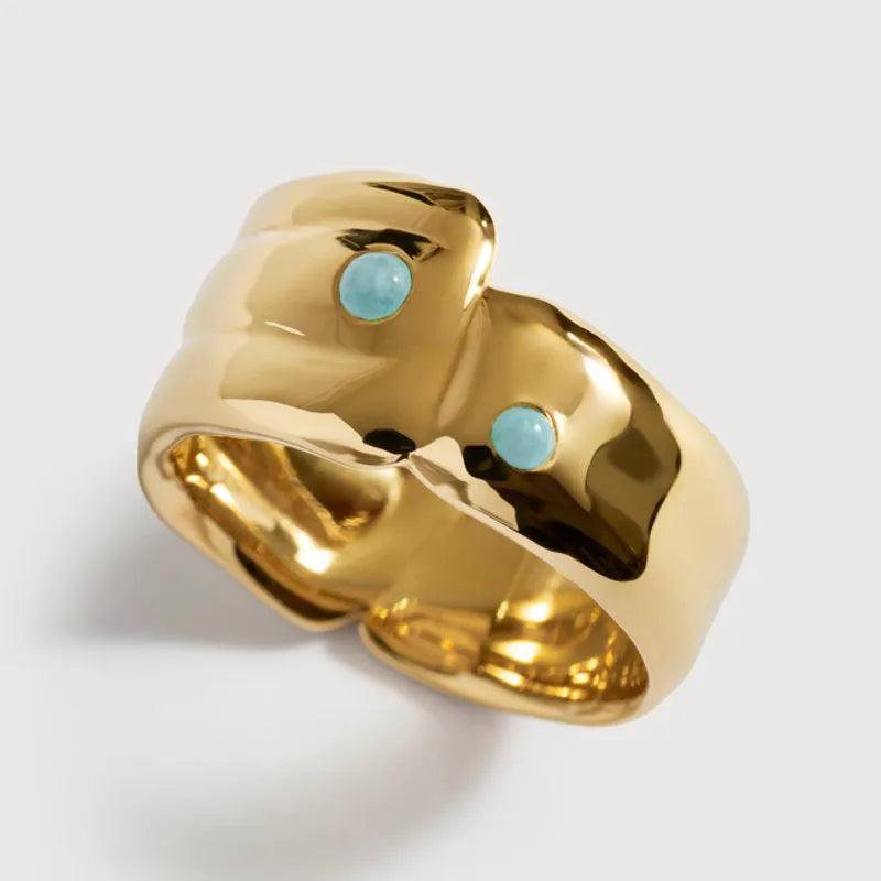 Gold Vermeil Amaia Gemstone Bold Ring - Amazonite