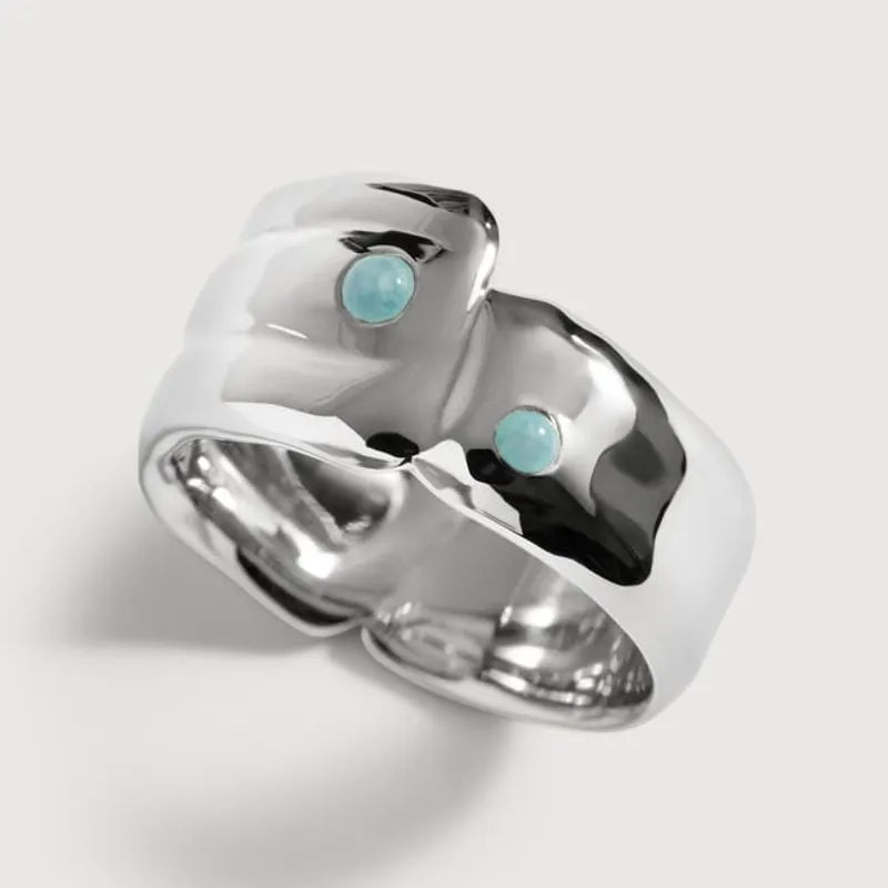Sterling Silver Amaia Gemstone Bold Ring - Amazonite