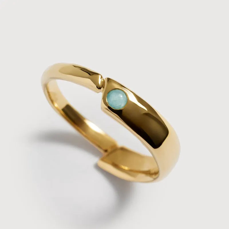 Gold Vermeil Amaia Gemstone Stacking Ring - Amazonite