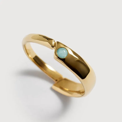 Gold Vermeil Amaia Gemstone Stacking Ring - Amazonite