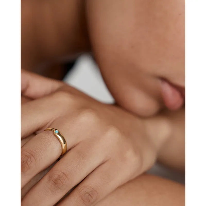 Gold Vermeil Amaia Gemstone Stacking Ring - Amazonite