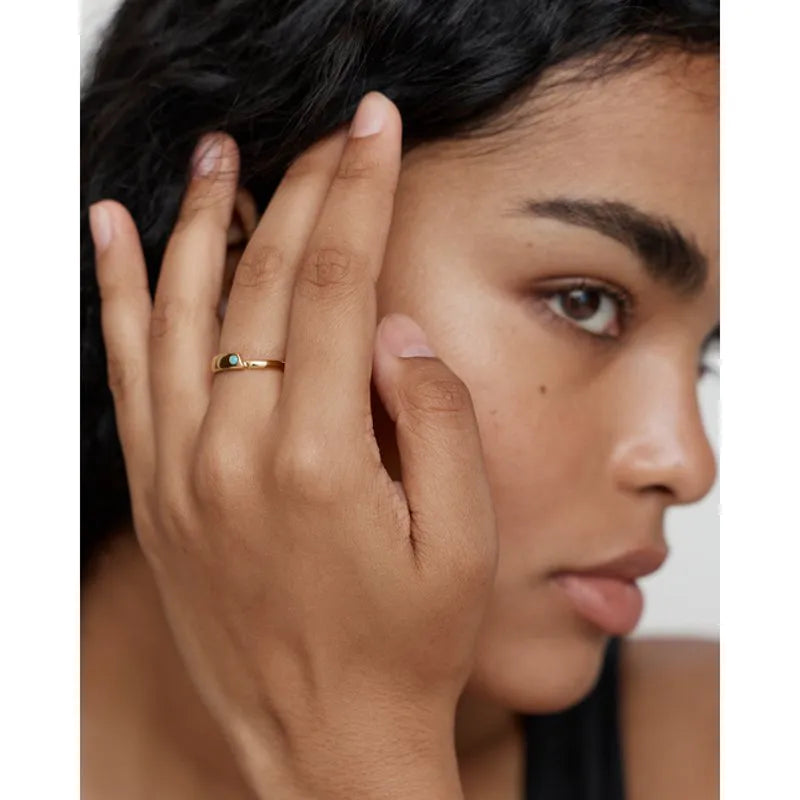 Gold Vermeil Amaia Gemstone Stacking Ring - Amazonite
