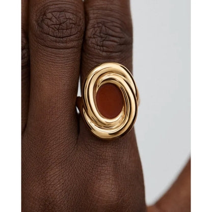 Gold Vermeil Ochre Gemstone Ring - Red Jasper