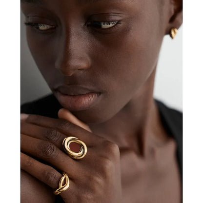 Gold Vermeil Ochre Gemstone Ring - Red Jasper
