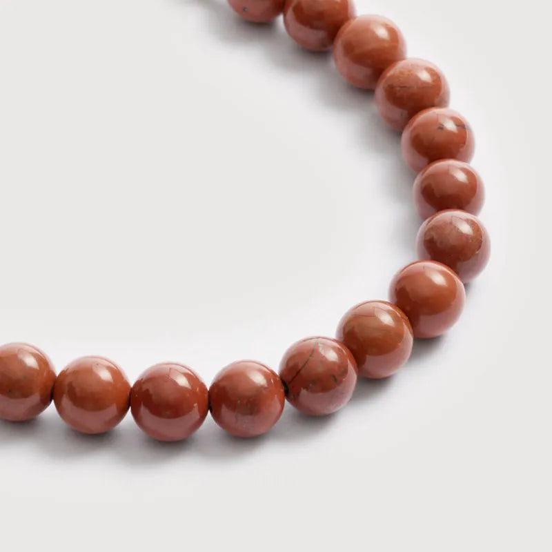 Gold Vermeil Ochre Round Gemstone Bracelet - Red Jasper