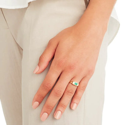 Gold Vermeil Baja Deco Ring - Green Onyx