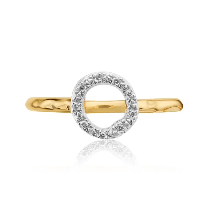 Gold Vermeil Riva Mini Circle Stacking Ring - Diamond
