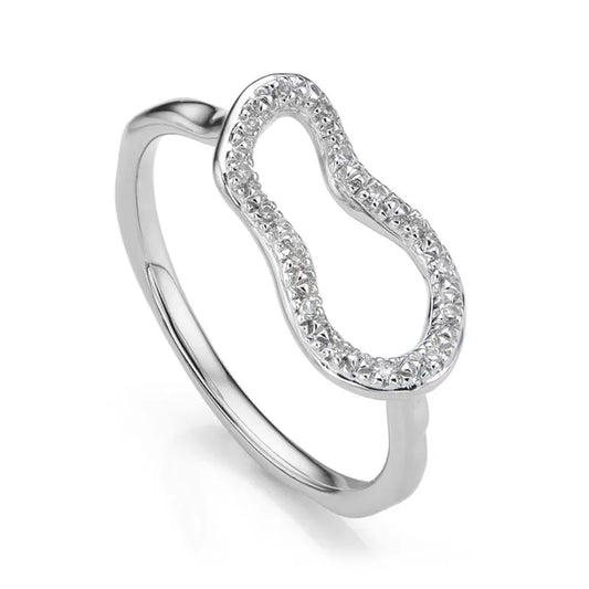 Sterling Silver Riva Mini Pod Ring - Diamond