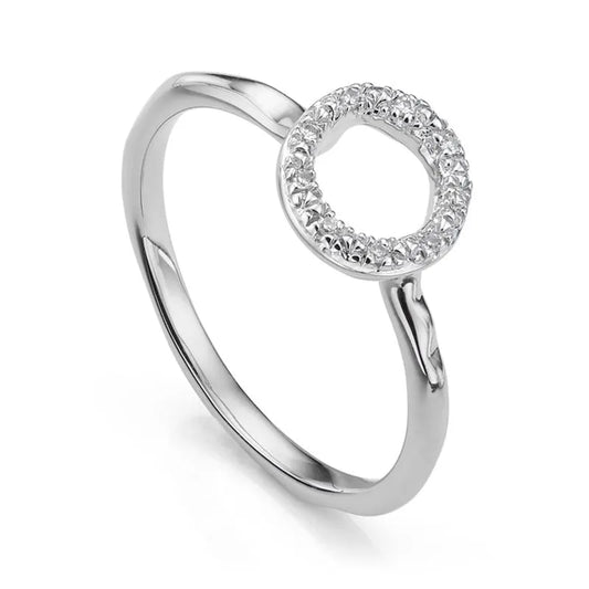 Sterling Silver Riva Mini Circle Stacking Ring - Diamond