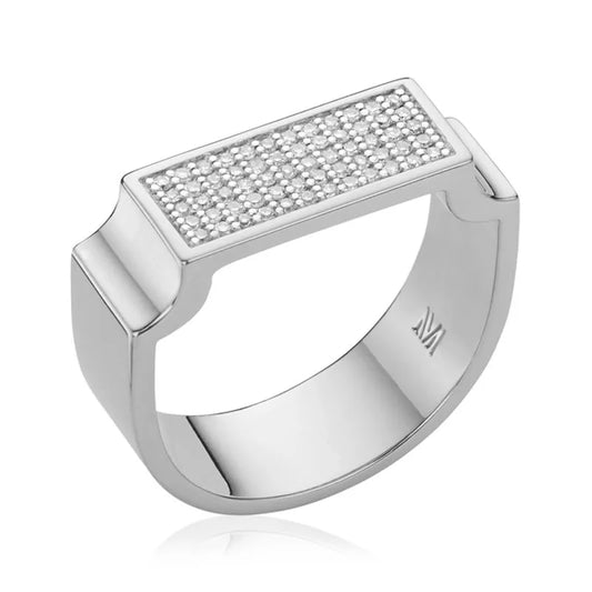 Sterling Silver Signature Wide Diamond Ring - Diamond