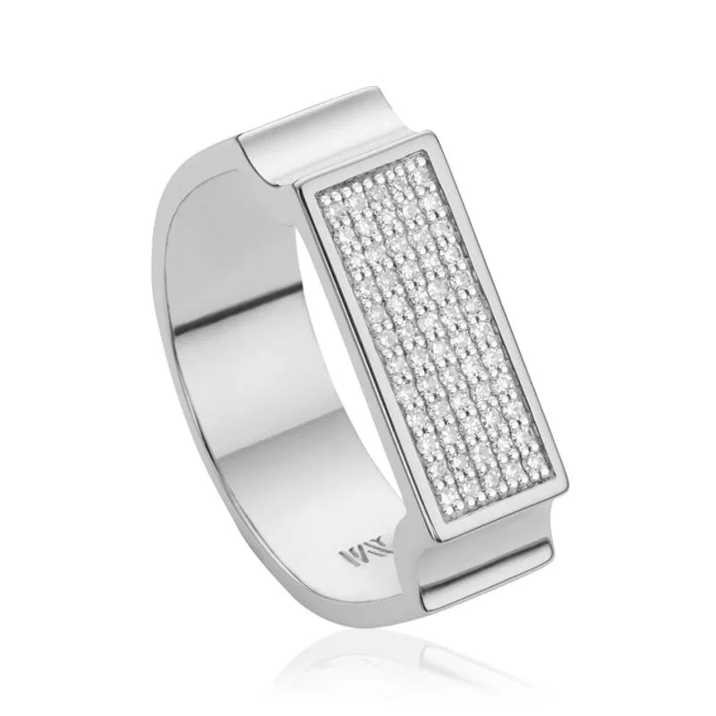 Sterling Silver Signature Wide Diamond Ring - Diamond