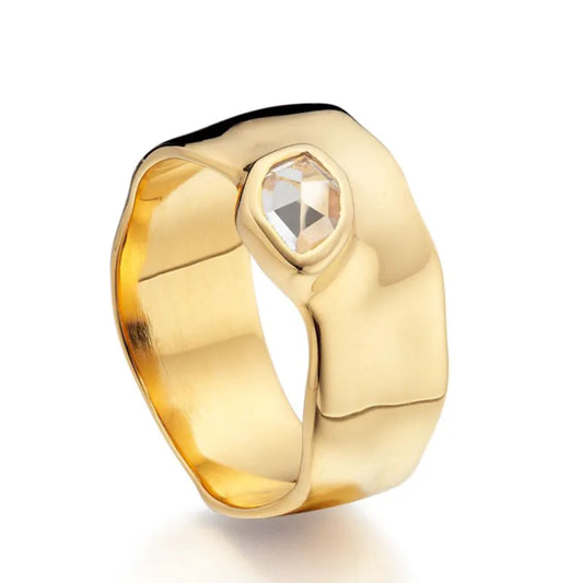 Gold Vermeil MV Siren™ Wide Band - White Topaz