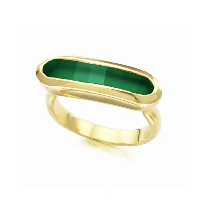 Gold Vermeil Baja Ring - Green Onyx