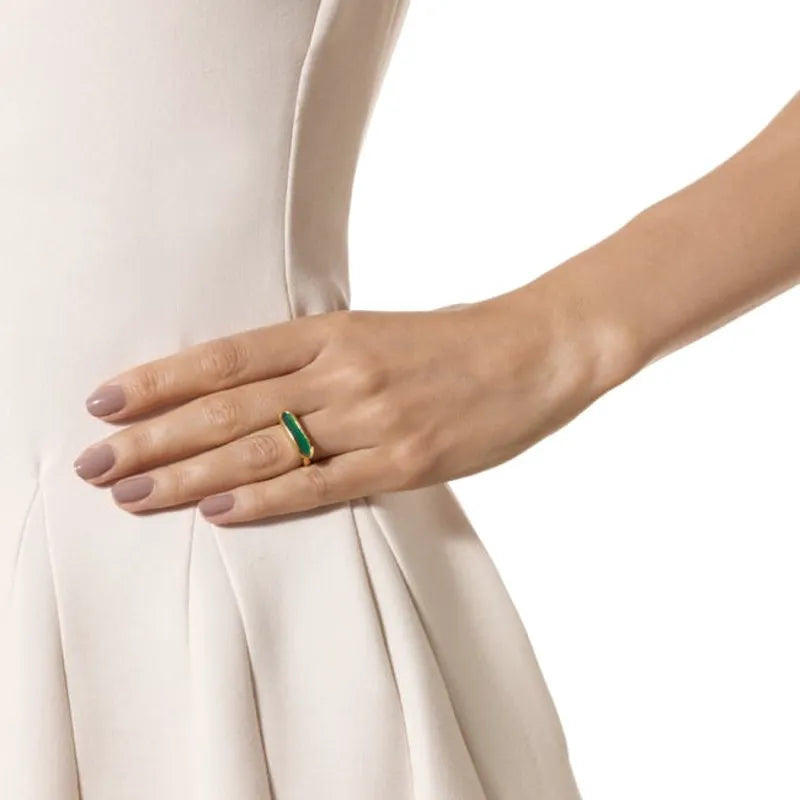 Gold Vermeil Baja Ring - Green Onyx