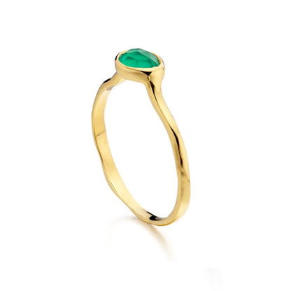 Gold Vermeil MV Siren™ Gemstone Small Ring - Green Onyx