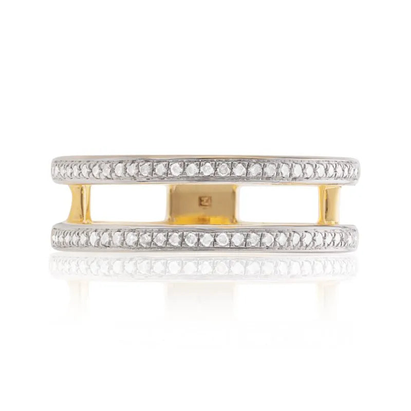 Gold Vermeil Skinny Double Band Ring - Diamond