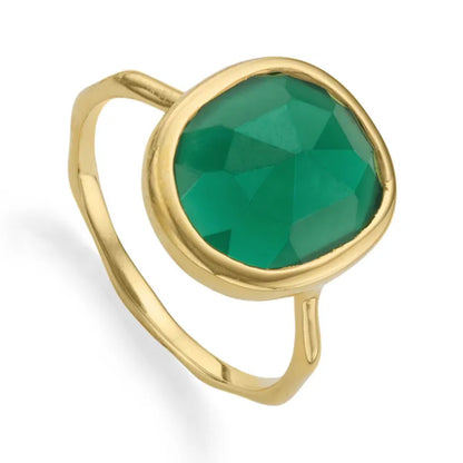 Gold Vermeil MV Siren™ Gemstone Medium Ring - Green Onyx