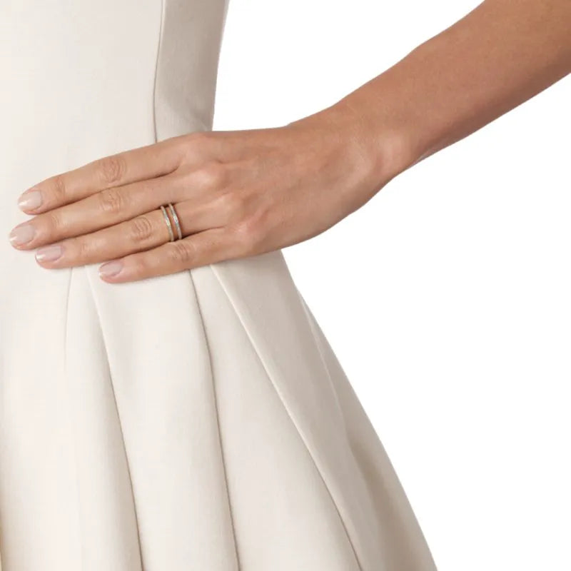 Gold Vermeil Skinny Double Band Ring - Diamond