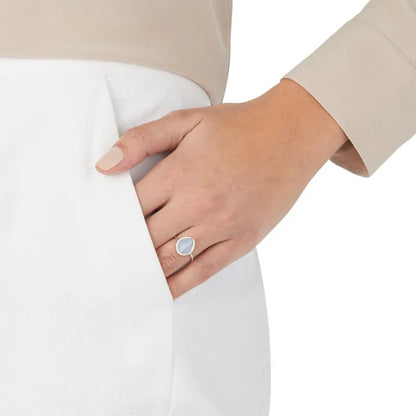 Sterling Silver MV Siren™ Small Nugget Stacking Ring - Blue Lace Agate