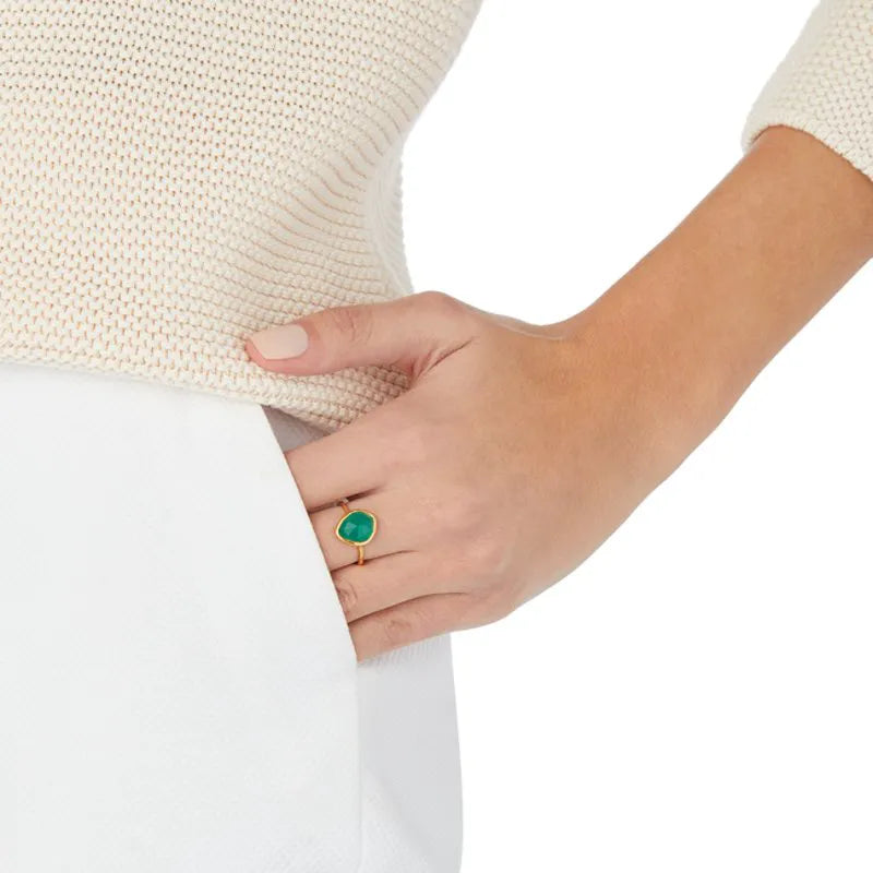 Gold Vermeil MV Siren™ Small Nugget Stacking Ring - Green Onyx