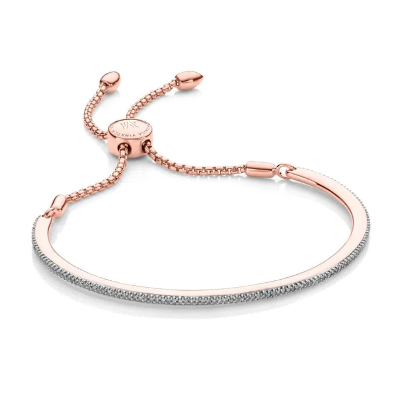 Rose Gold Vermeil Fiji Skinny Bar Friendship Chain Bracelet - Diamond