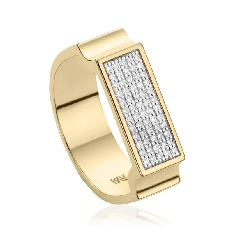 Gold Vermeil Signature Wide Diamond Ring - Diamond