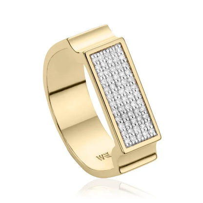 Gold Vermeil Signature Wide Diamond Ring - Diamond