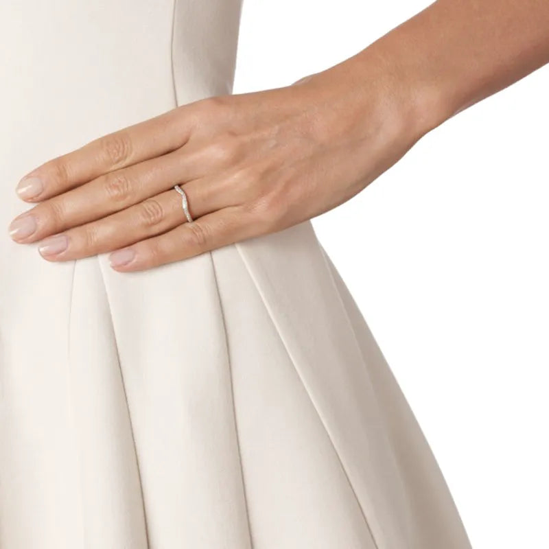 Sterling Silver Riva Diamond Wave Stacking Ring - Diamond