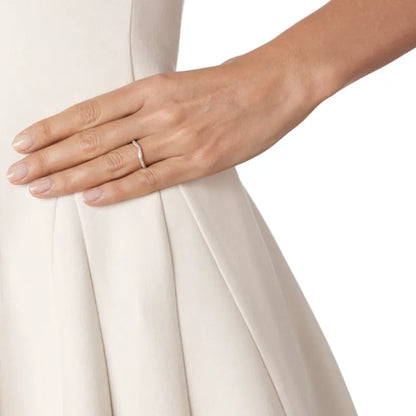 Sterling Silver Riva Diamond Wave Stacking Ring - Diamond