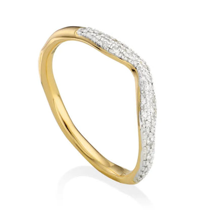 Gold Vermeil Riva Diamond Wave Stacking Ring - Diamond