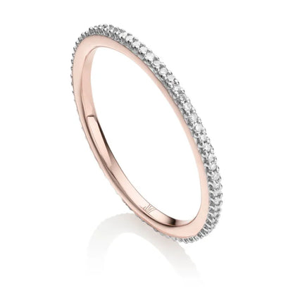 Rose Gold Vermeil Diamond Eternity Ring 0.8mm - Diamond