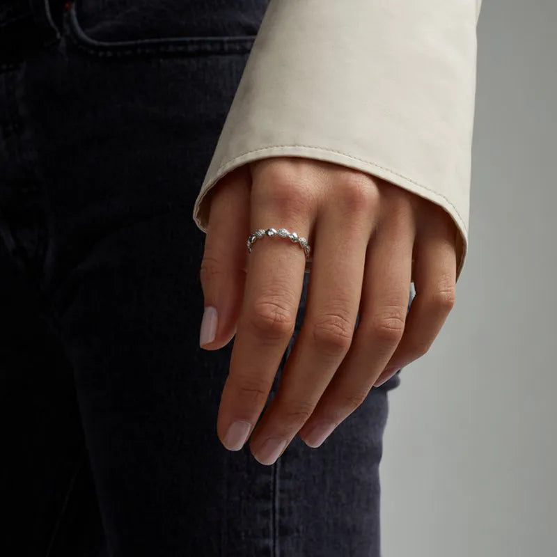 Sterling Silver Nura Teardrop Mixed Eternity Diamond Ring - Diamond